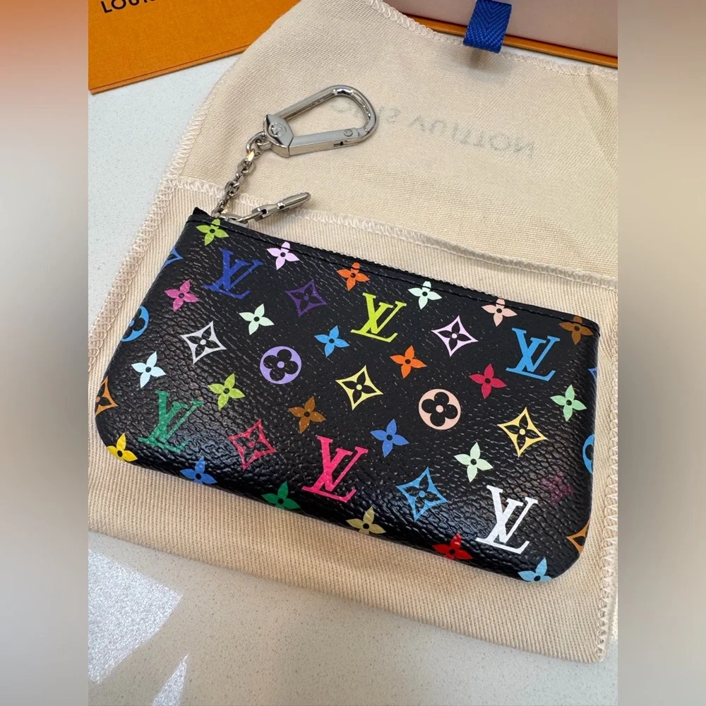 BRAND NEW! RARE- Louis Vuitton xMurakami Black Multicolor Monogram Key Pouch SHW